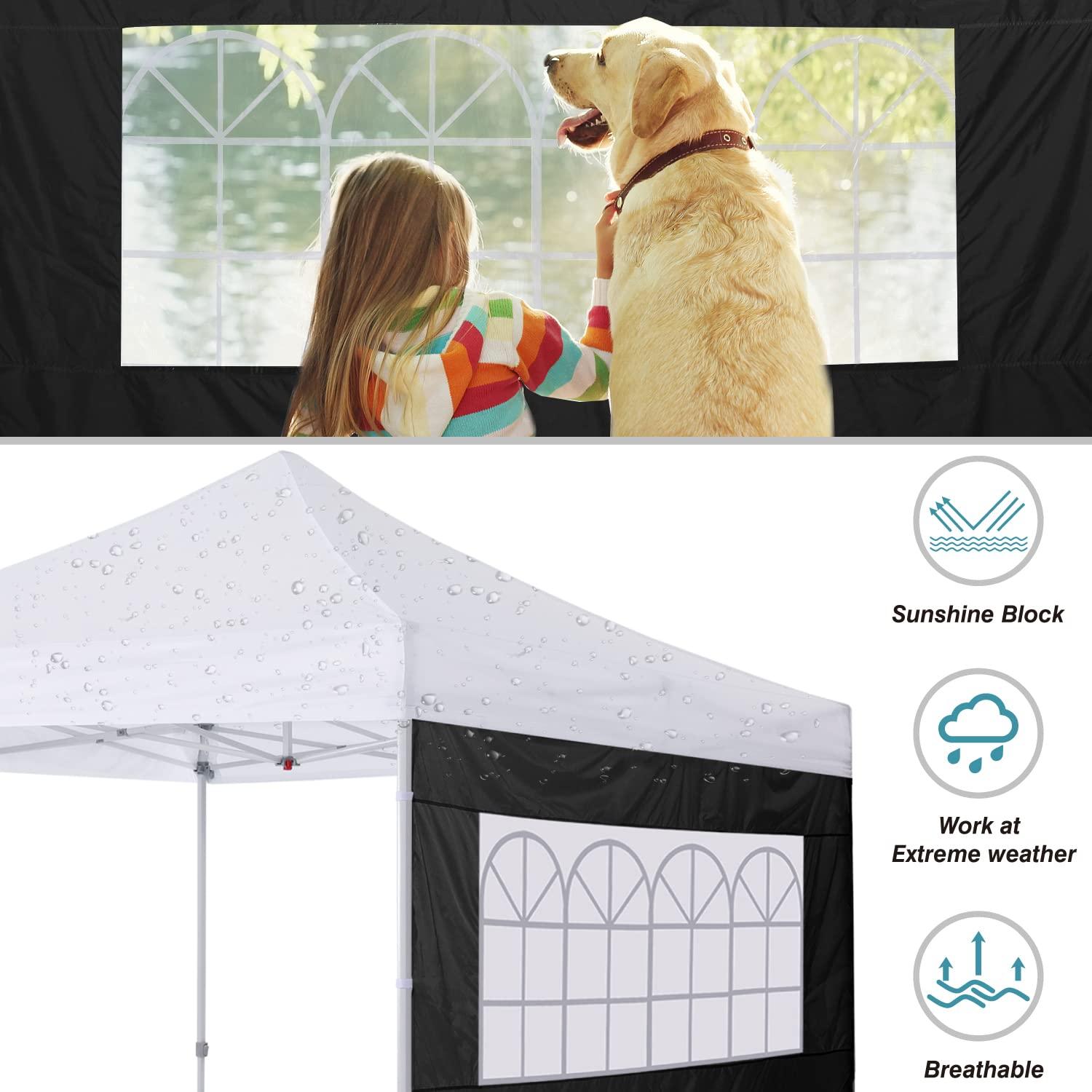 HLong Canopy Tent Sidewall for 10x10 Pop Up Canopy, 1 Piece, Black