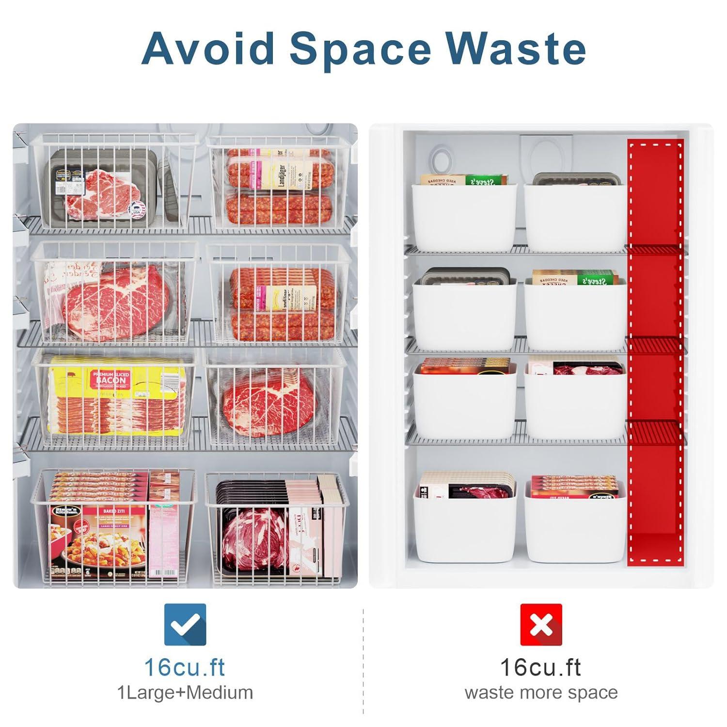 4 Pack Metal Wire Food Storage Basket for Kitchen, Decorative Baskets for Shelves, Basket Organizer with Handles, Large Bathroom Decor Organizer for Organizing,Household Pantry Baskets,White