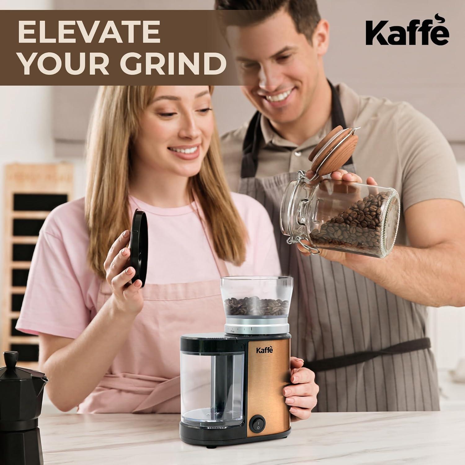 Copper Stainless Steel Electric Burr Coffee Grinder with Adjustable Settings