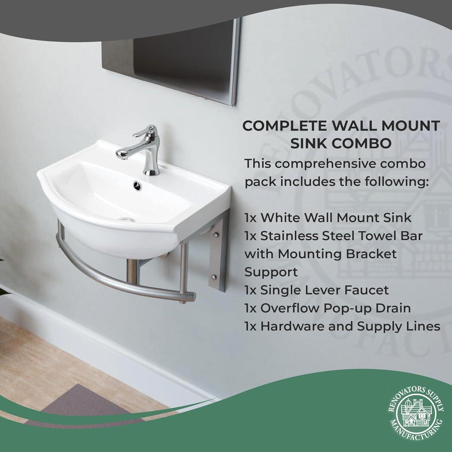 The Renovators Supply Inc. 13.75'' White Vitreous China U-Shaped Bathroom Sink with Overflow