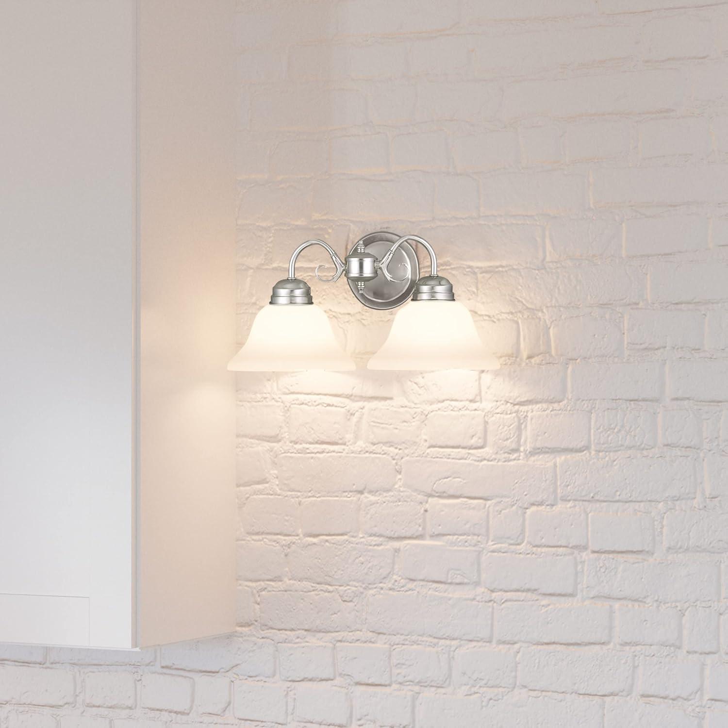 Design House 511600 Millbridge Wall Light Traditional 2-Light Indoor Dimmable Light with Alabaster Glass for Bathroom Hallway Foyer, Satin Nickel