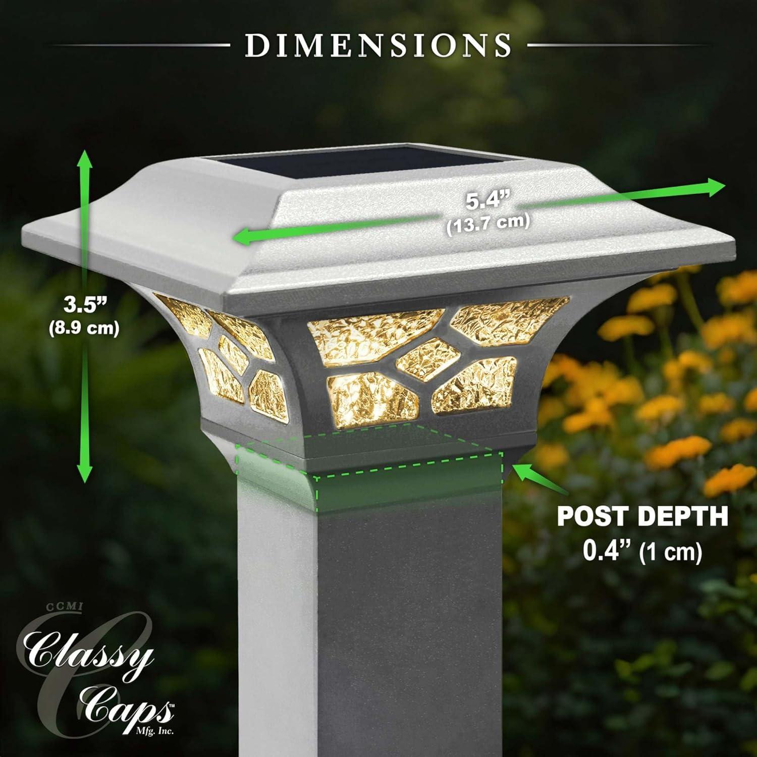 Black Aluminum LED Solar Post Cap with Glass Lens