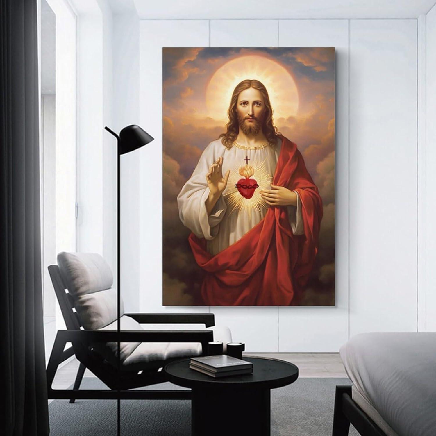 Sacred Heart of Jesus Religious Canvas Wall Art