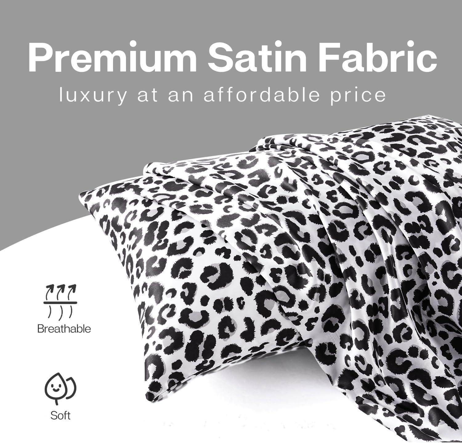 ANMINY Satin Pillowcase Set of 2 Standard Silk Bedding Pillowcases 26" x 20" Pillow Cover, White