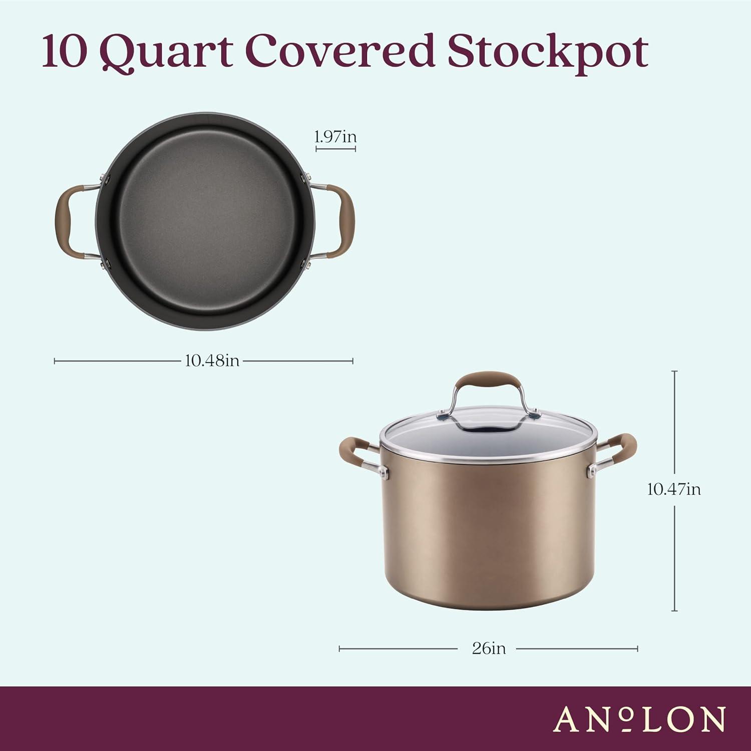 Anolon Advanced Home Hard Anodized Nonstick Stockpot With Lid, 10 Quart