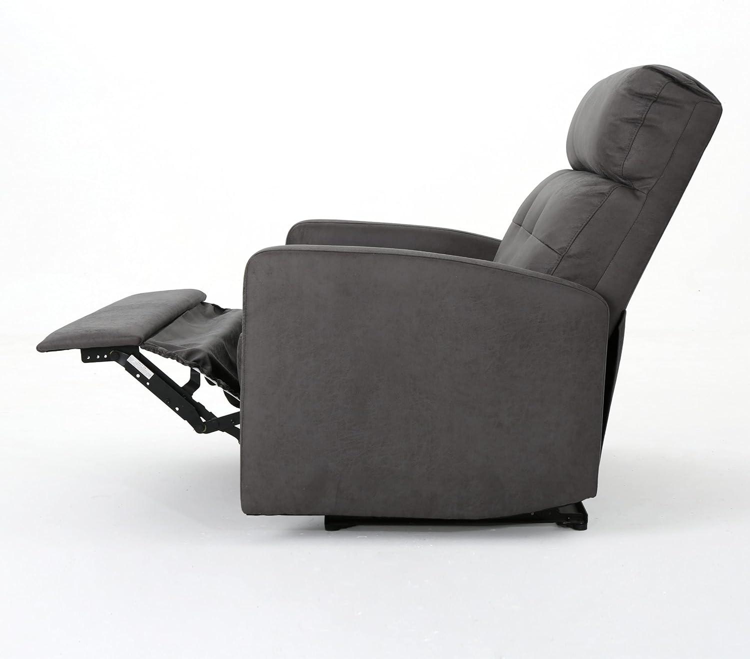 Slate Gray Microfiber 2-Seater Recliner with Wood Frame