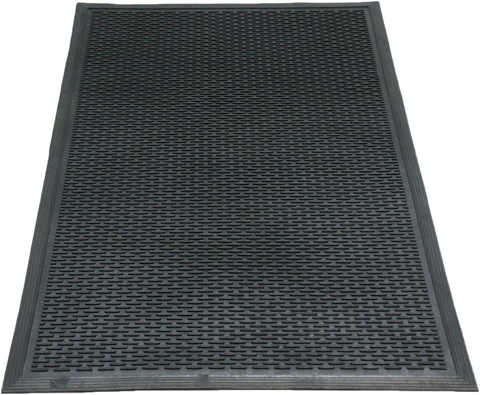 Rubber-Cal "Dura-Scraper Linear" Rubber Entrance Door Mat - Black