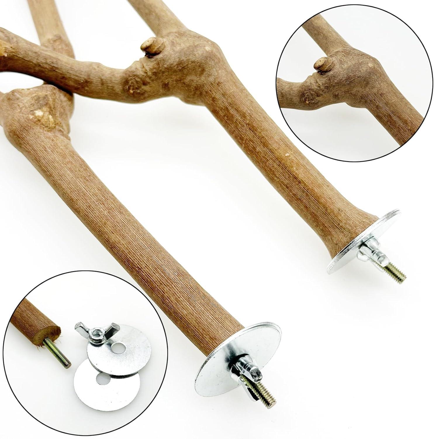 Allazone Natural Wooden Bird Perch Stand for Cage, Parrot Platform, Bird Perch Toy for Small Animals, Cockatiels, Parakeets, Finches