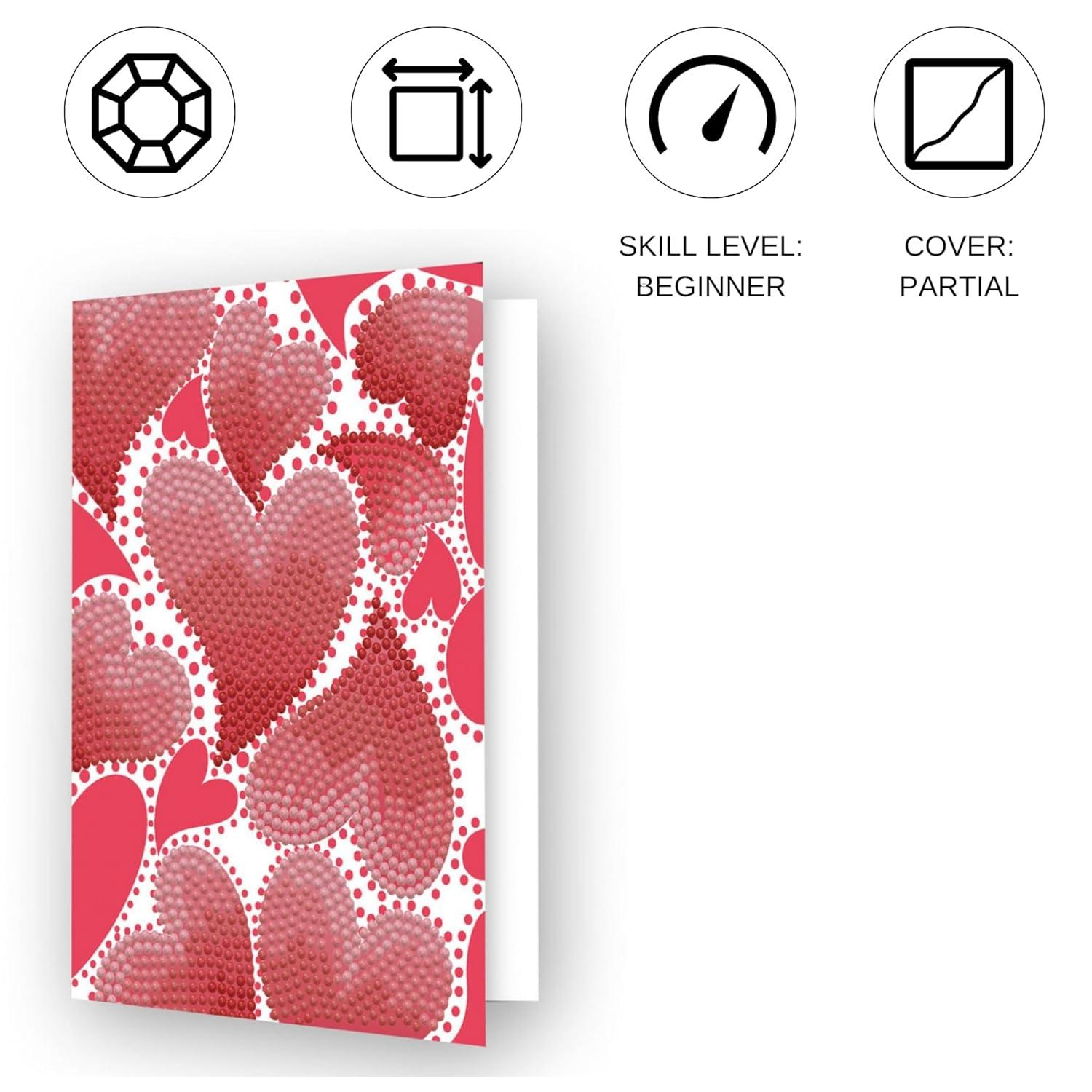 Diamond Dotz Hearts Swirl Diamond Art Cards, Handmade Diamond Painting Cards Kit, Handmade Greeting Cards Kits for Valentines Notes and Special Occasions