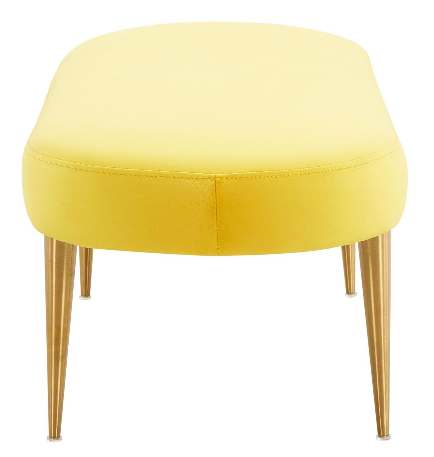 SAFAVIEH Couture Corinne Oval Solid Velvet Contemporary Bench, Marigold