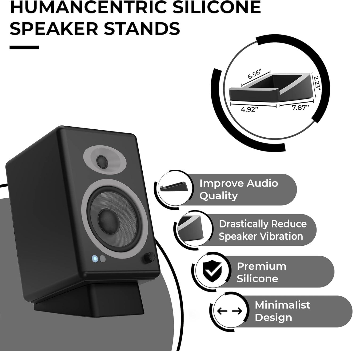 Black Silicone Universal Fit Desktop Speaker Stands