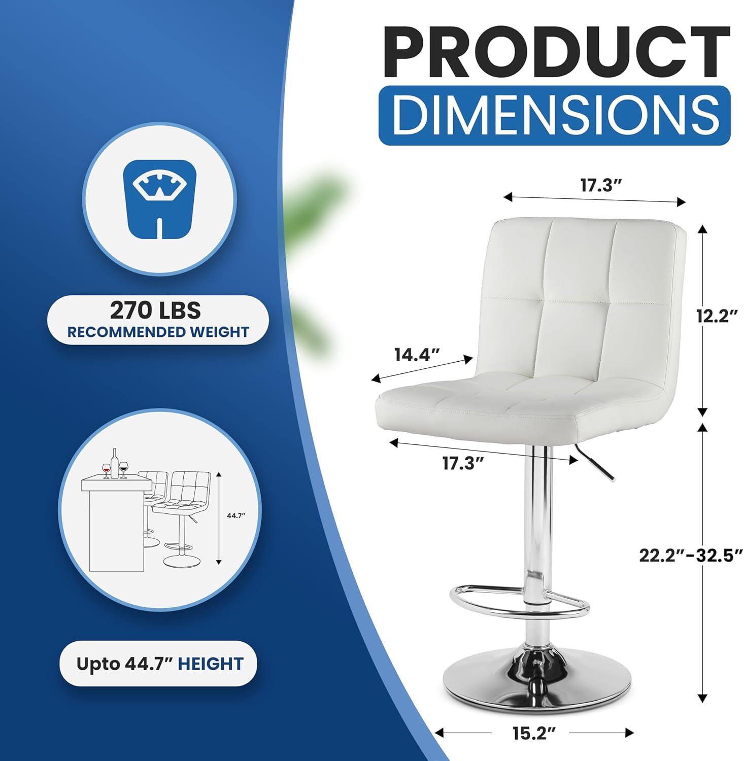 Bar Stools 1 Set Of 2, Counter Height Bar Stools, Square Cushion Bar Stools With Back, Footstool, Cafe, 2 Pieces