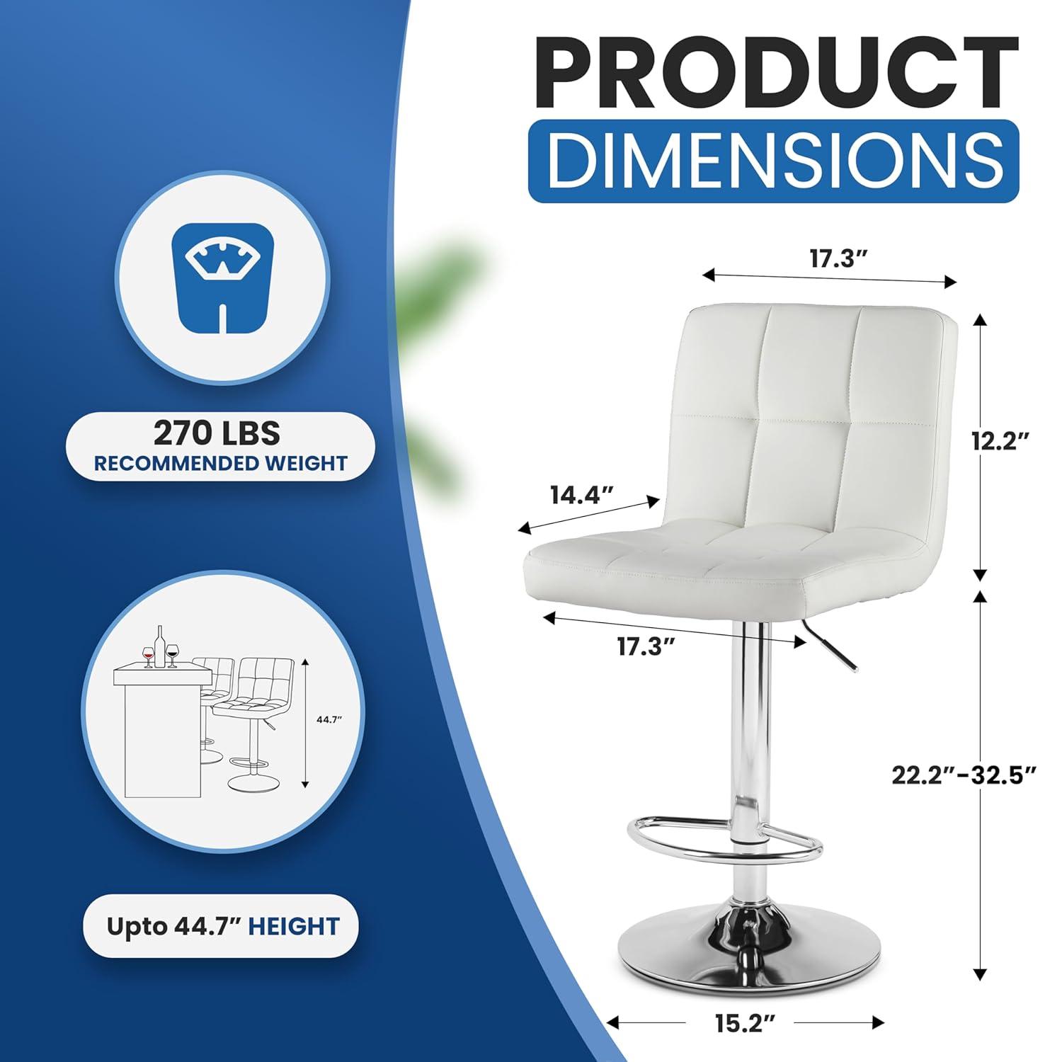 Bar Stools 1 Set Of 2, Counter Height Bar Stools, Square Cushion Bar Stools With Back, Footstool, Cafe, 2 Pieces