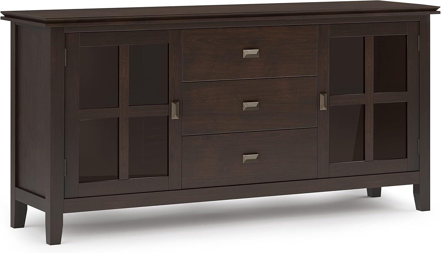 Artisan Dark Chestnut Brown Solid Wood Sideboard Buffet