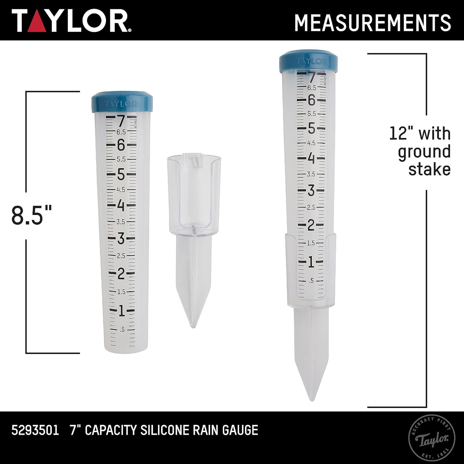 Taylor® Precision Products 7-In. Capacity Silicone Rain Gauge in Clear