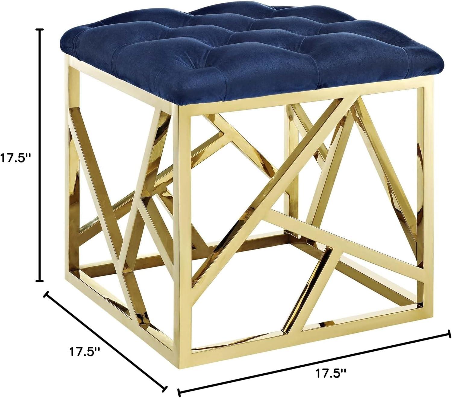 Modway Intersperse Fabric Ottoman in Gold and Navy