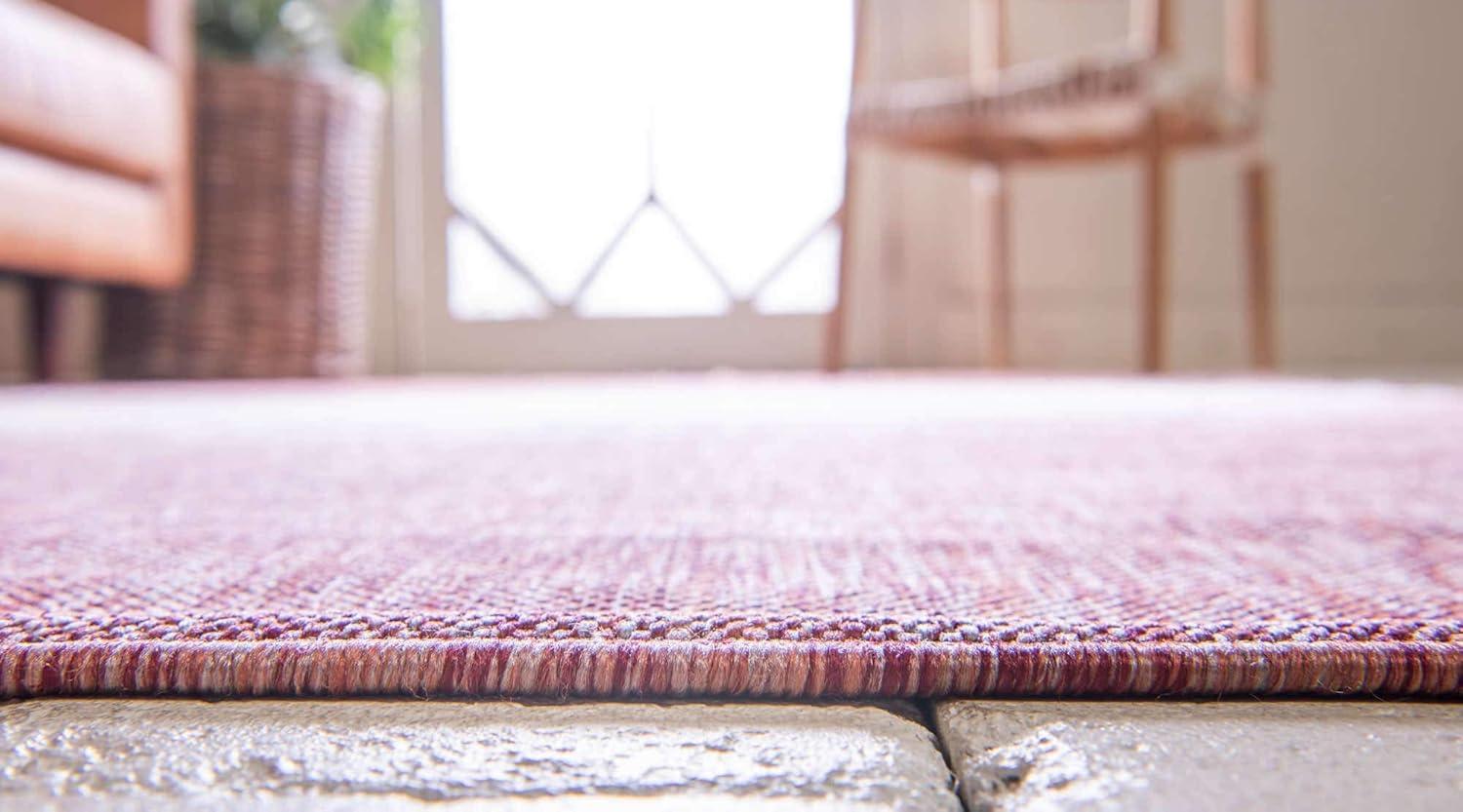 Unique Loom 5' 1 x 8' 0 Rectangle Indoor/Outdoor Modern Rust Red Area Rug