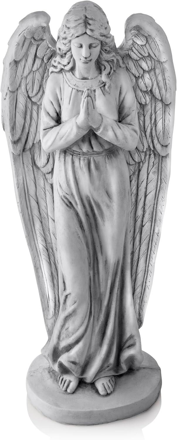 47" Tall Light Gray Praying Angel Polyresin Statue