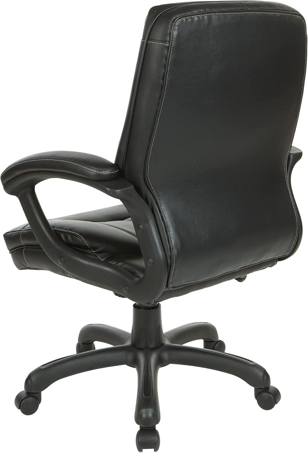 Luxury Swivel Mid-Back Black Faux Leather Office Chair