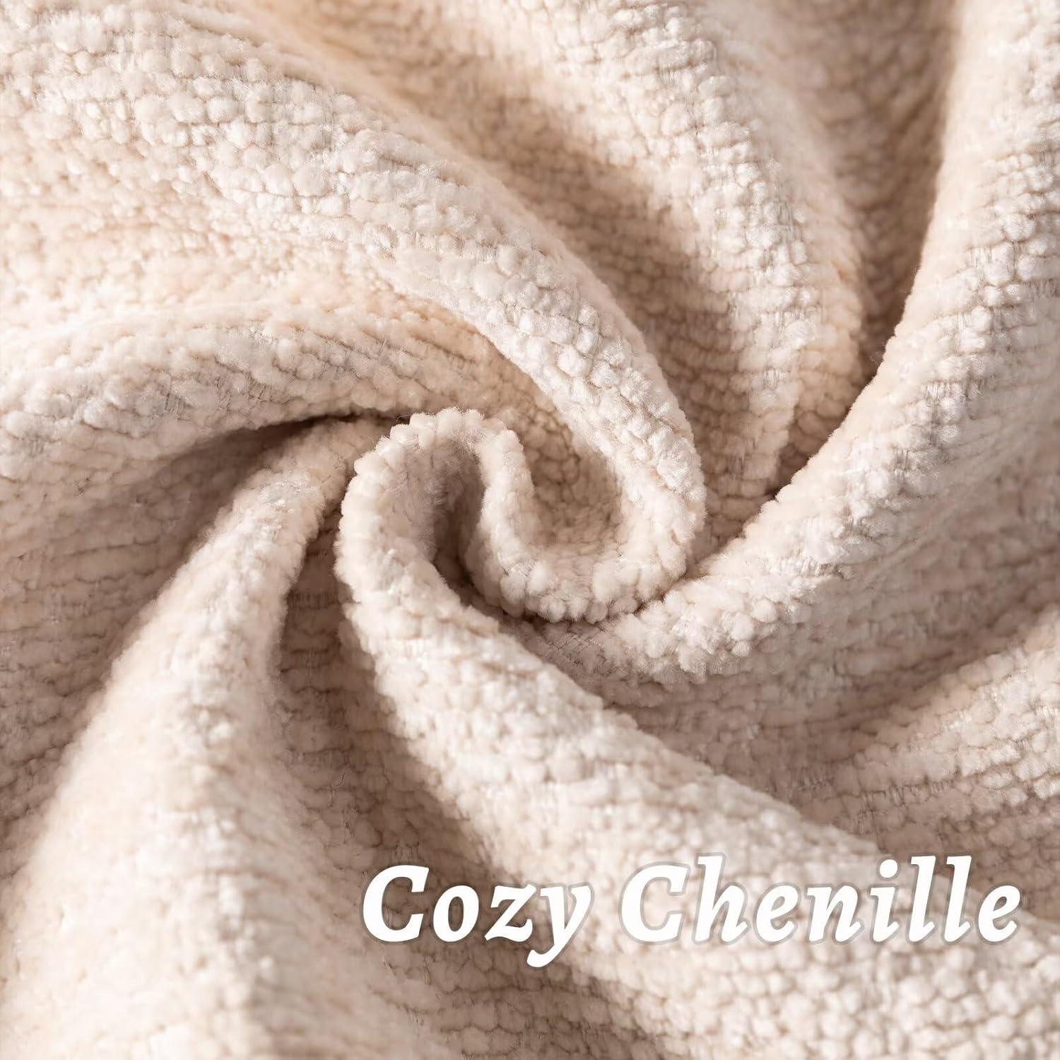 MADIZZ Set of 2 Linen Throw Pillow Covers with Broad Edge Soft Boho Decorative Pillow Cases for Sofa Bedroom Modern Pillow Shell 18x18 Inch Beige