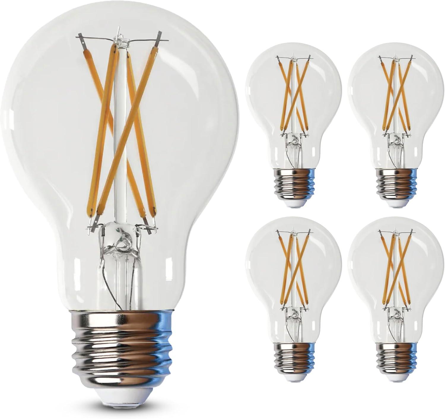 Feit Electric A19 E26 (Medium) Filament LED Bulb Soft White 60 Watt Equivalence 4 pk