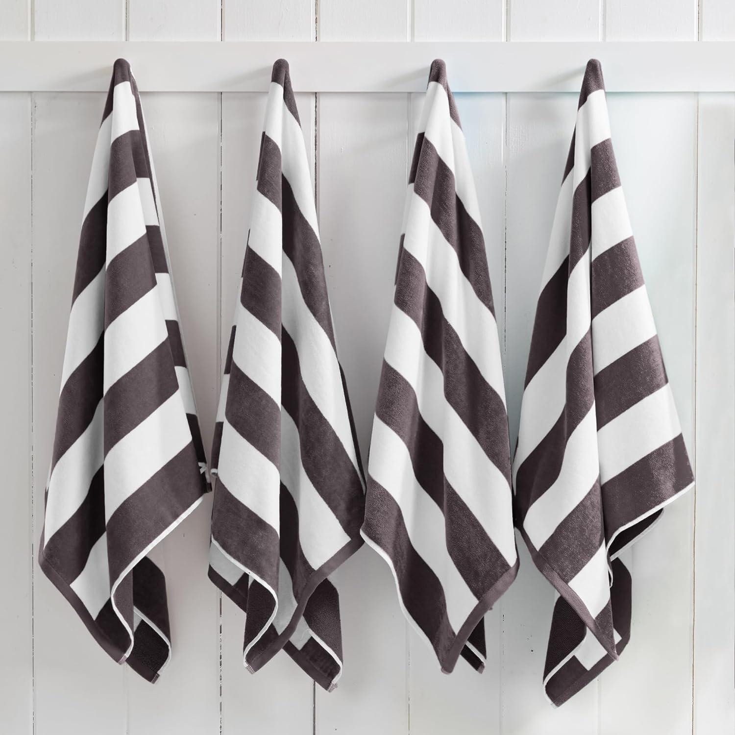 FreshFolds 100% Cotton Absorbent & Quick-Dry Cabana Beach Towels (Set of 4)