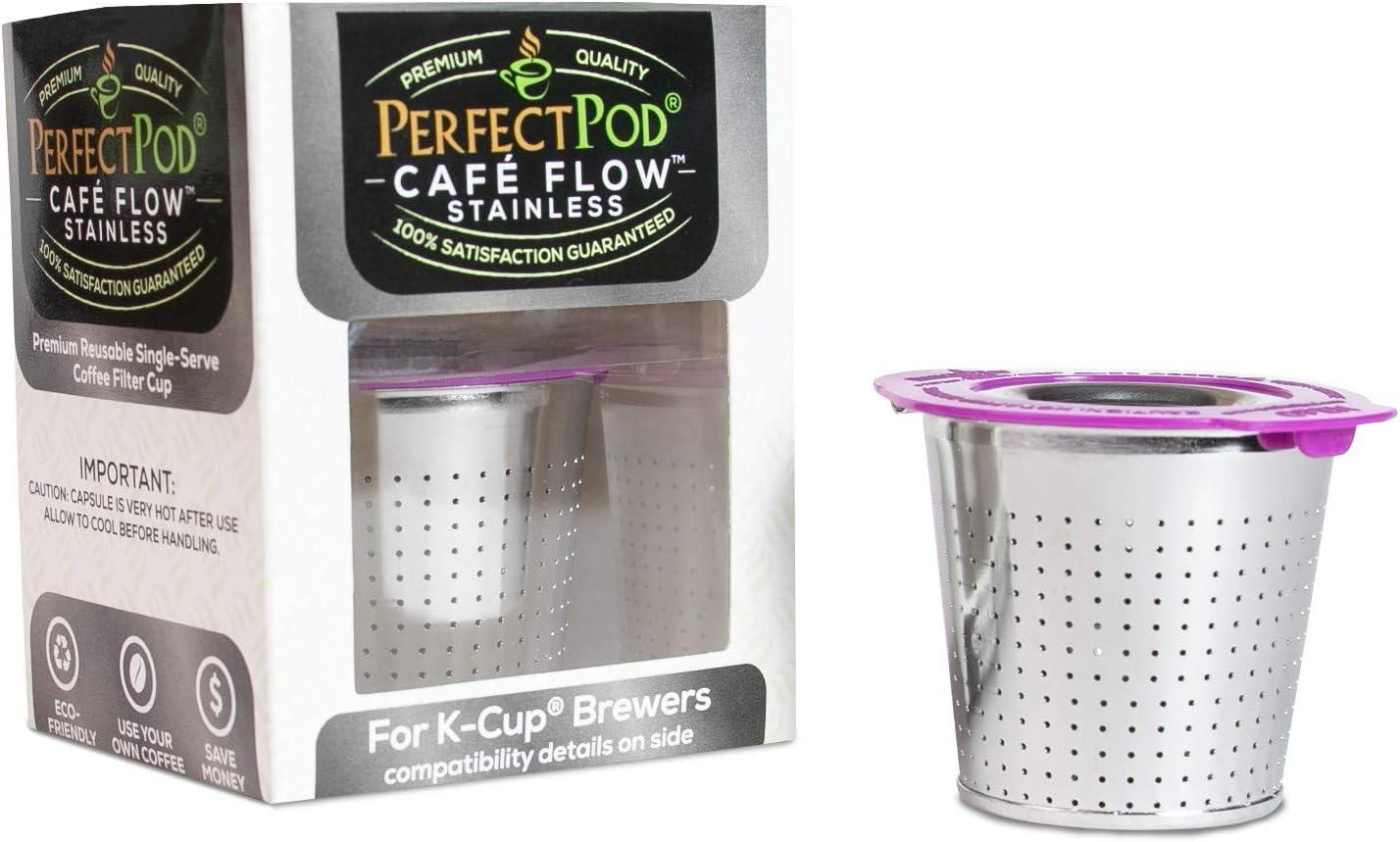 Cafe-Flow Stainless Steel Reusable Refillable Coffee Filter Cup by Perfect Pod