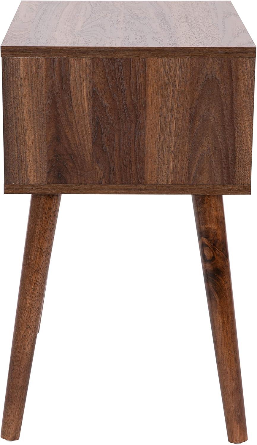 Walker Edison 2-Piece Mid-Century Solid Pine Wood Bedroom Nightstand in Walnut