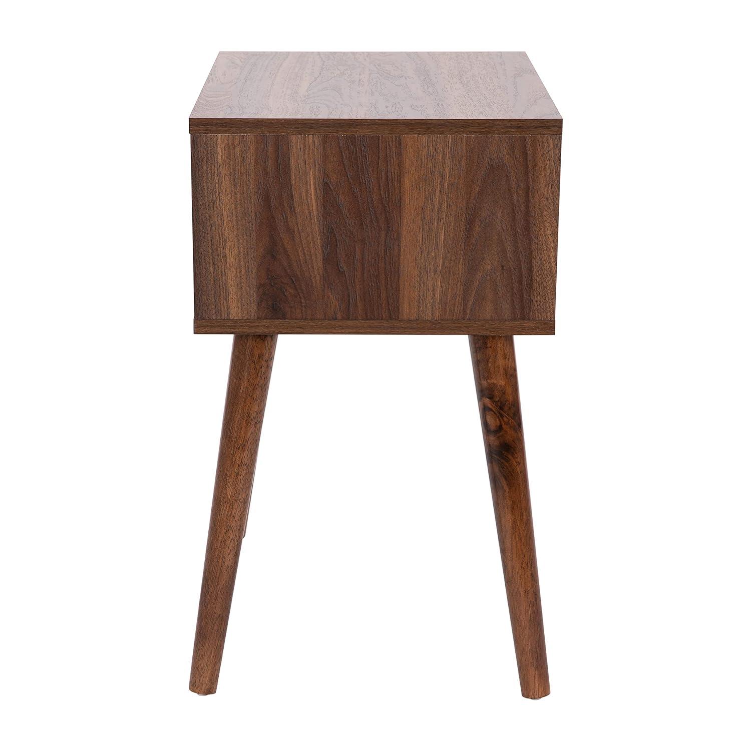 Walker Edison 2-Piece Mid-Century Solid Pine Wood Bedroom Nightstand in Walnut