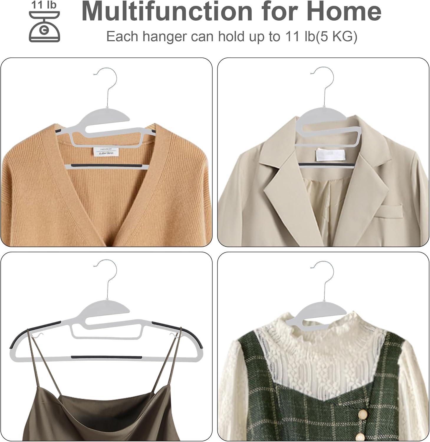 VECELO 50 Pack Heavy Duty Plastic Hangers, 360º Swivel Hook Coat Hangers, Non-Slip, Space-Saving, Dark Gray