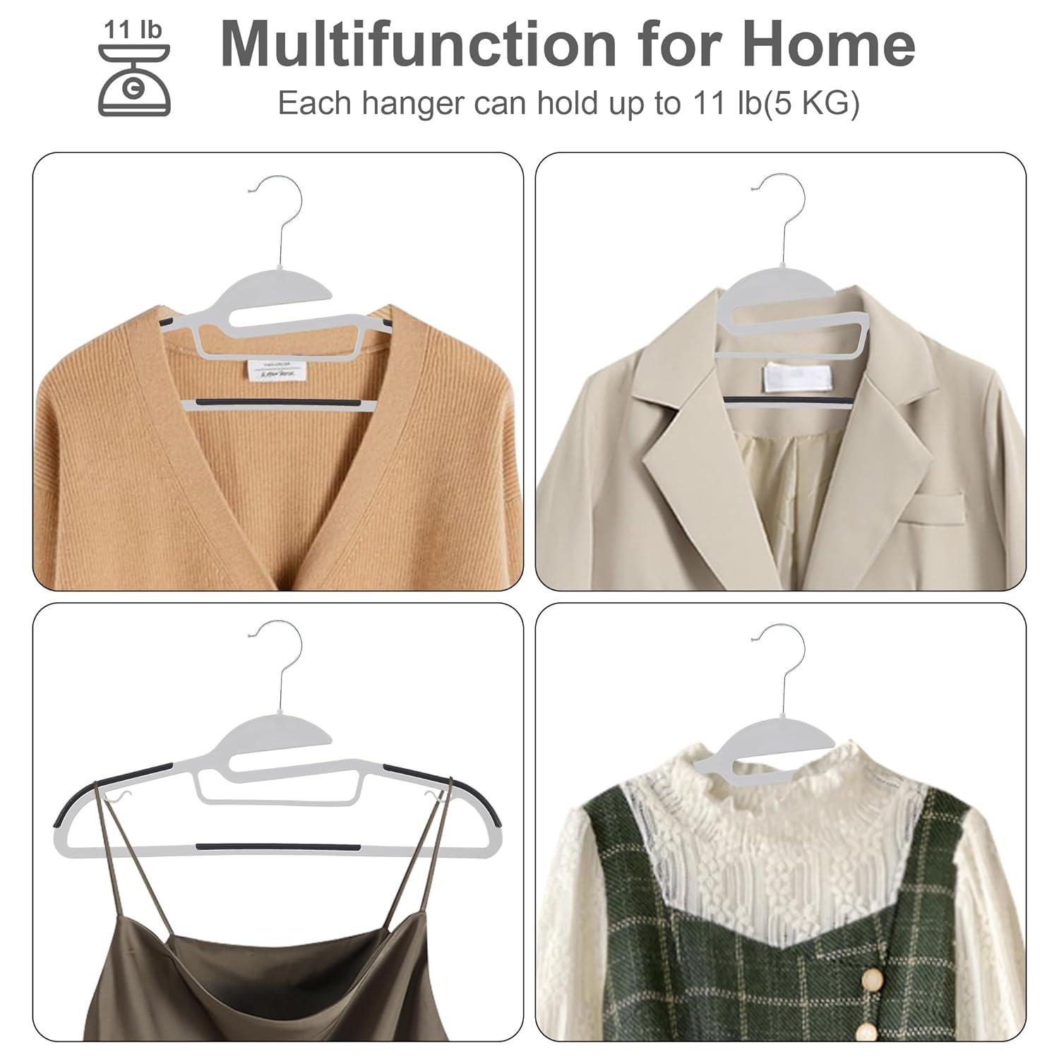 VECELO 50 Pack Heavy Duty Plastic Hangers, 360º Swivel Hook Coat Hangers, Non-Slip, Space-Saving, Dark Gray