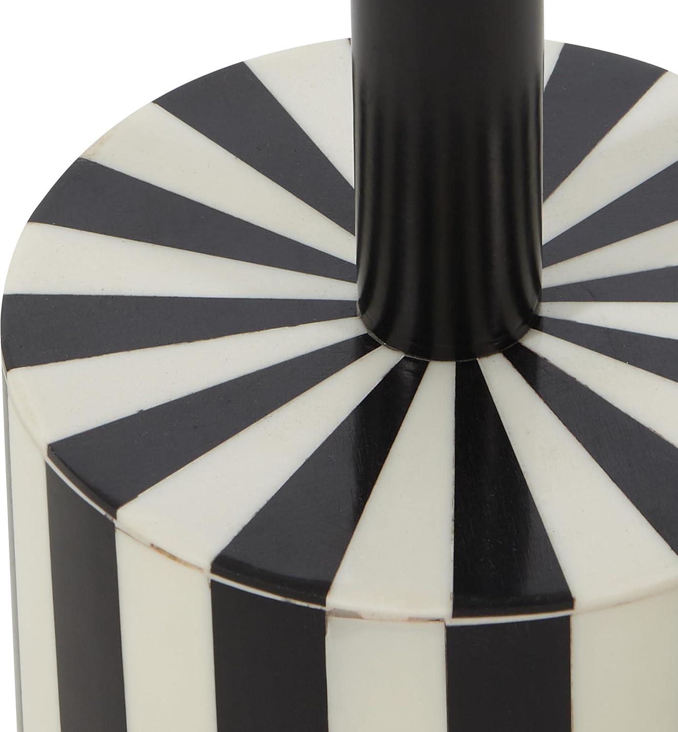 OSP Home Furnishings Round Side Table, Set of 2, Mosaic Black and White Top with Black Metal Base