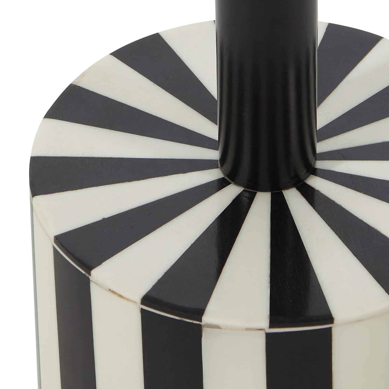 OSP Home Furnishings Round Side Table, Set of 2, Mosaic Black and White Top with Black Metal Base