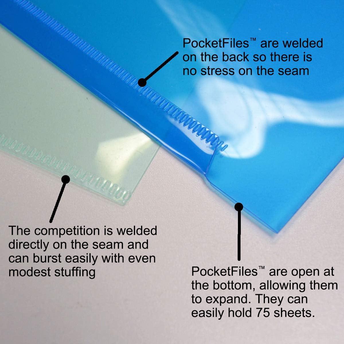 Ultimate Office PocketFile™ Clear Poly Document Folder Project Pockets, 3rd-Cut, Letter Size, in 6 Assorted Colors, Set of 18