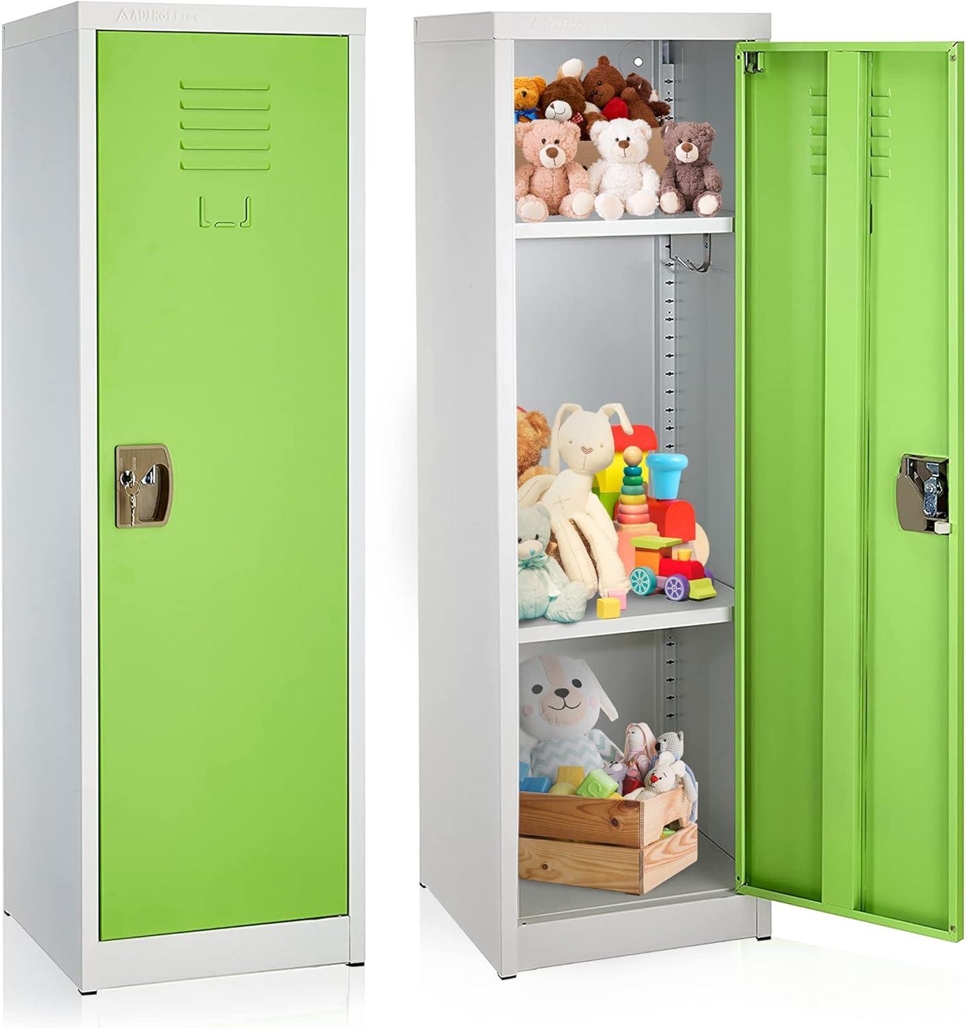 48-Inch Green and Off-White Steel Kids Storage Locker