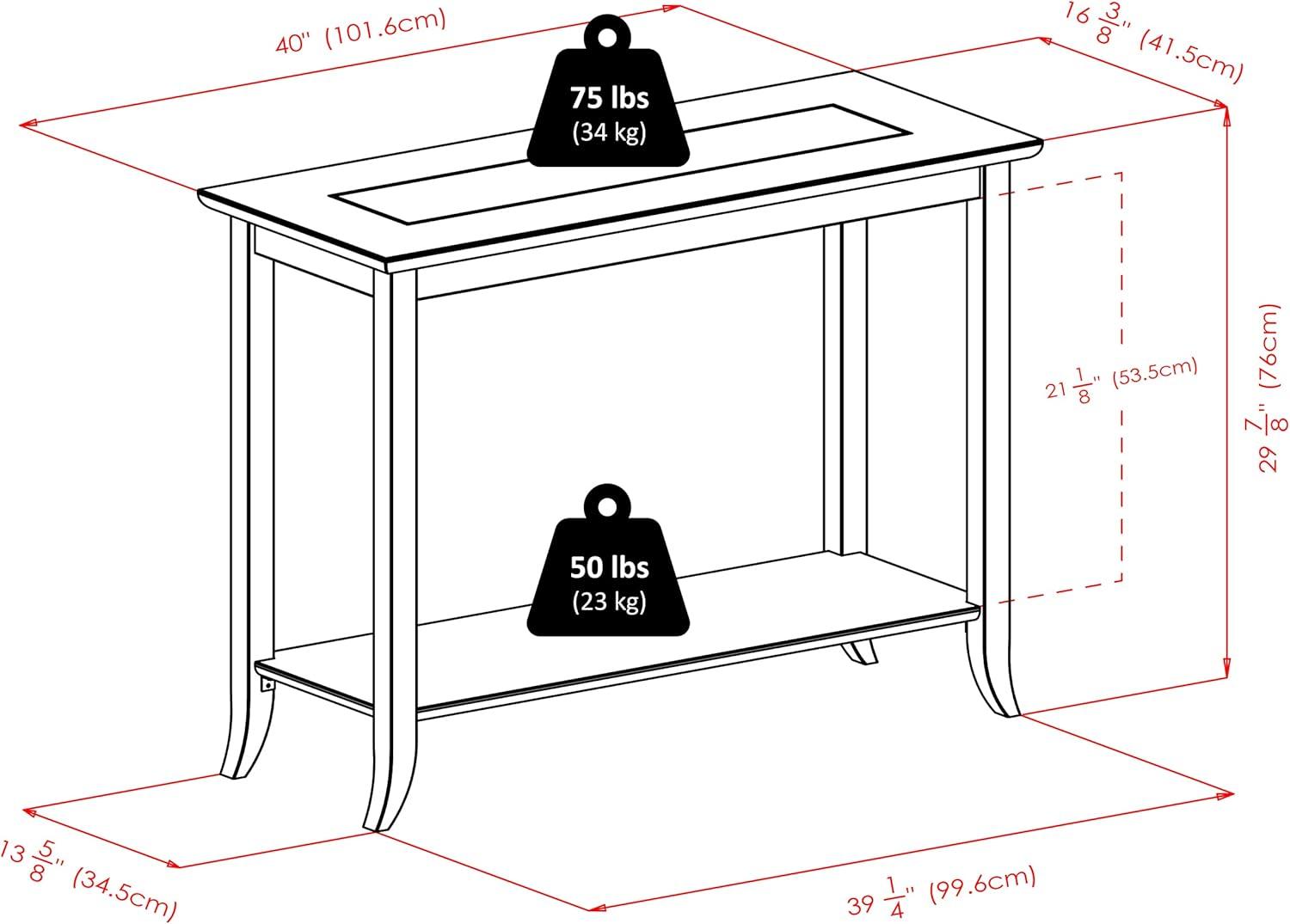 Genoa Console Table Glass Top Espresso - Winsome: Tempered Shelf, Wood Composite Frame