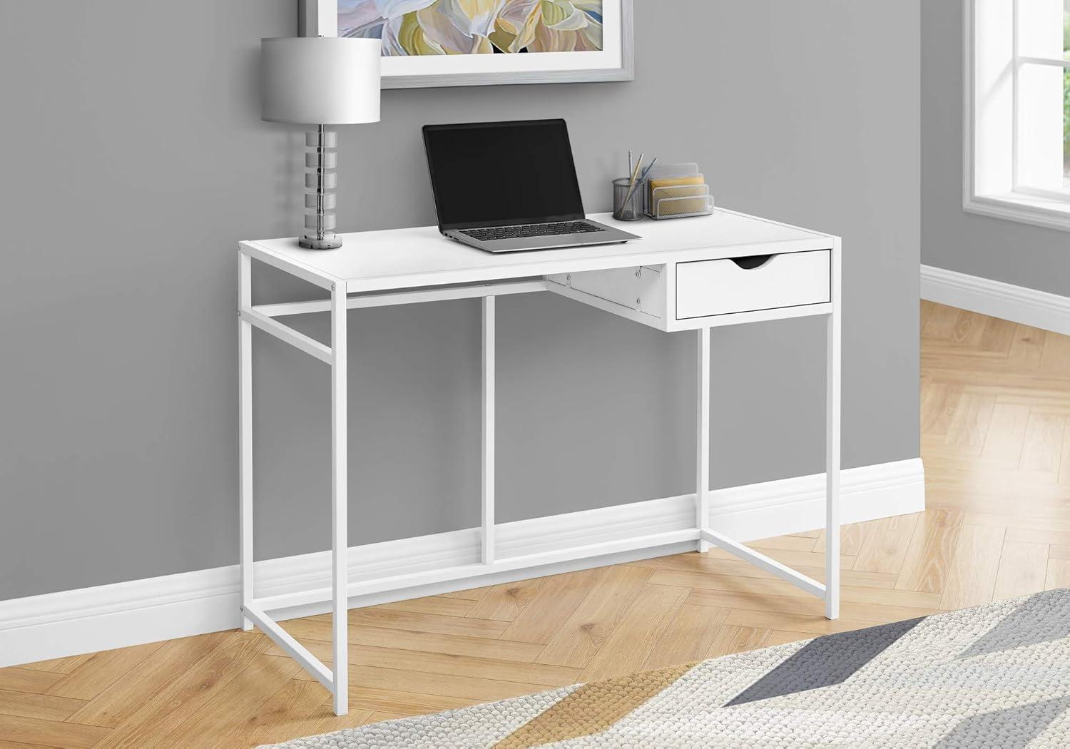 Monarch Specialties Computer Desk, Home Office, Laptop, Storage Drawer, 42"L, Work, White Laminate