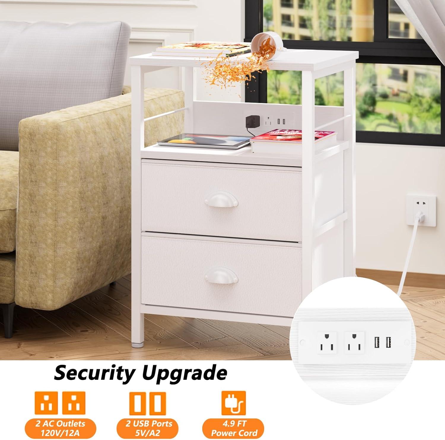 Furologee Nightstands Set of 2, White