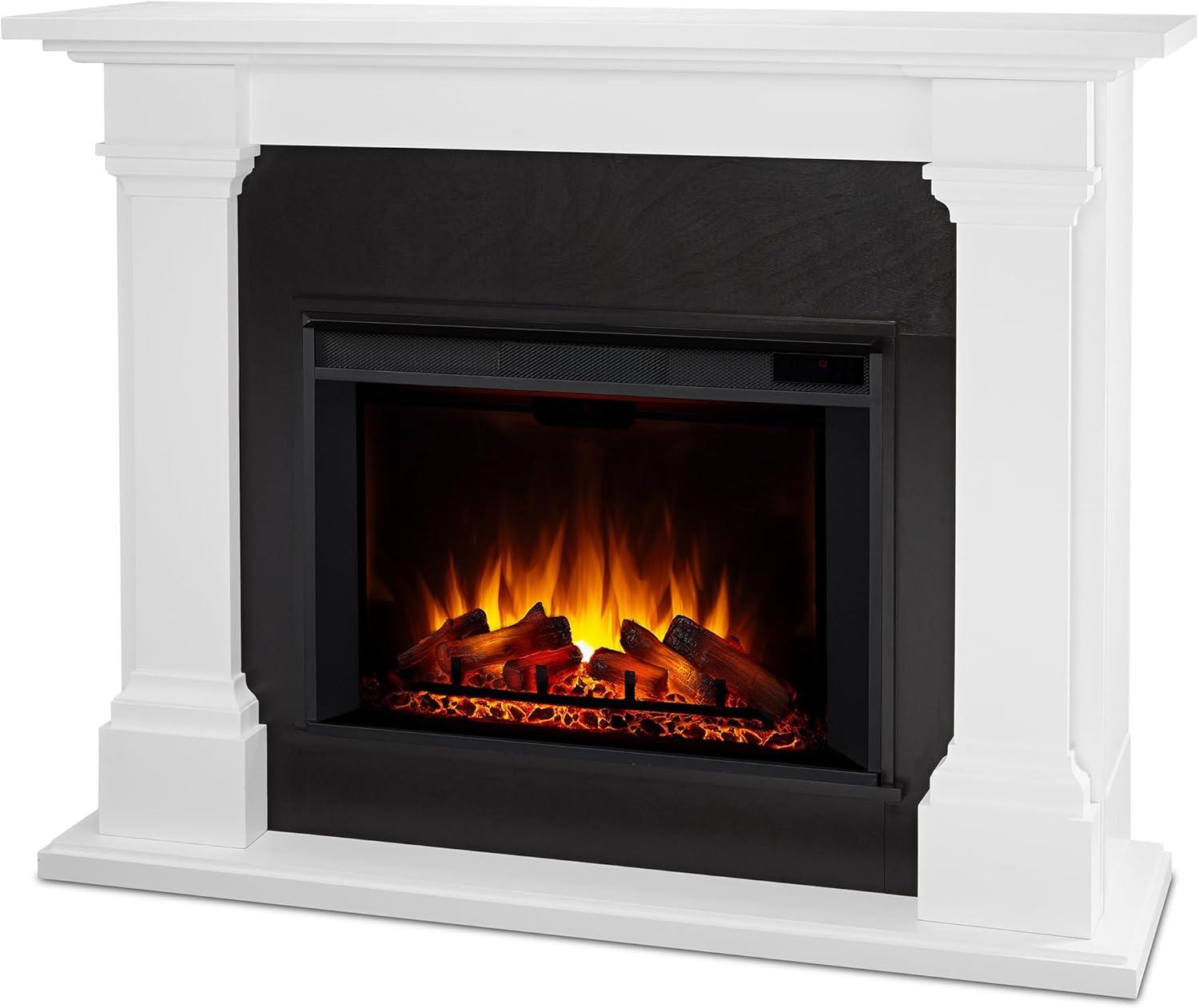 Callaway 63" White Free-Standing Electric Fireplace with Mantel