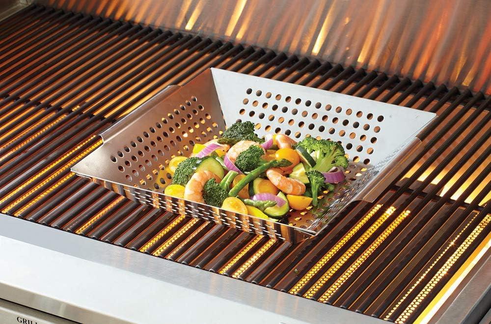 Stainless Steel Grill Basket with Handles for Vegetables and Seafood