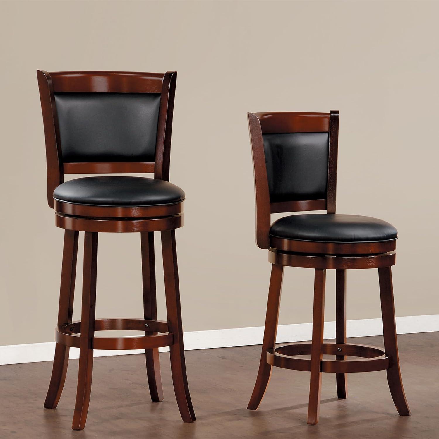 Lexicon Shapel Faux Leather Swivel Bar Stool in Dark Cherry