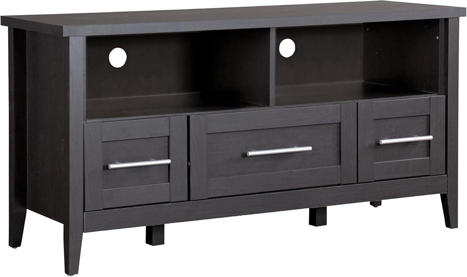 Espresso Black Engineered Wood TV Stand with Drawers