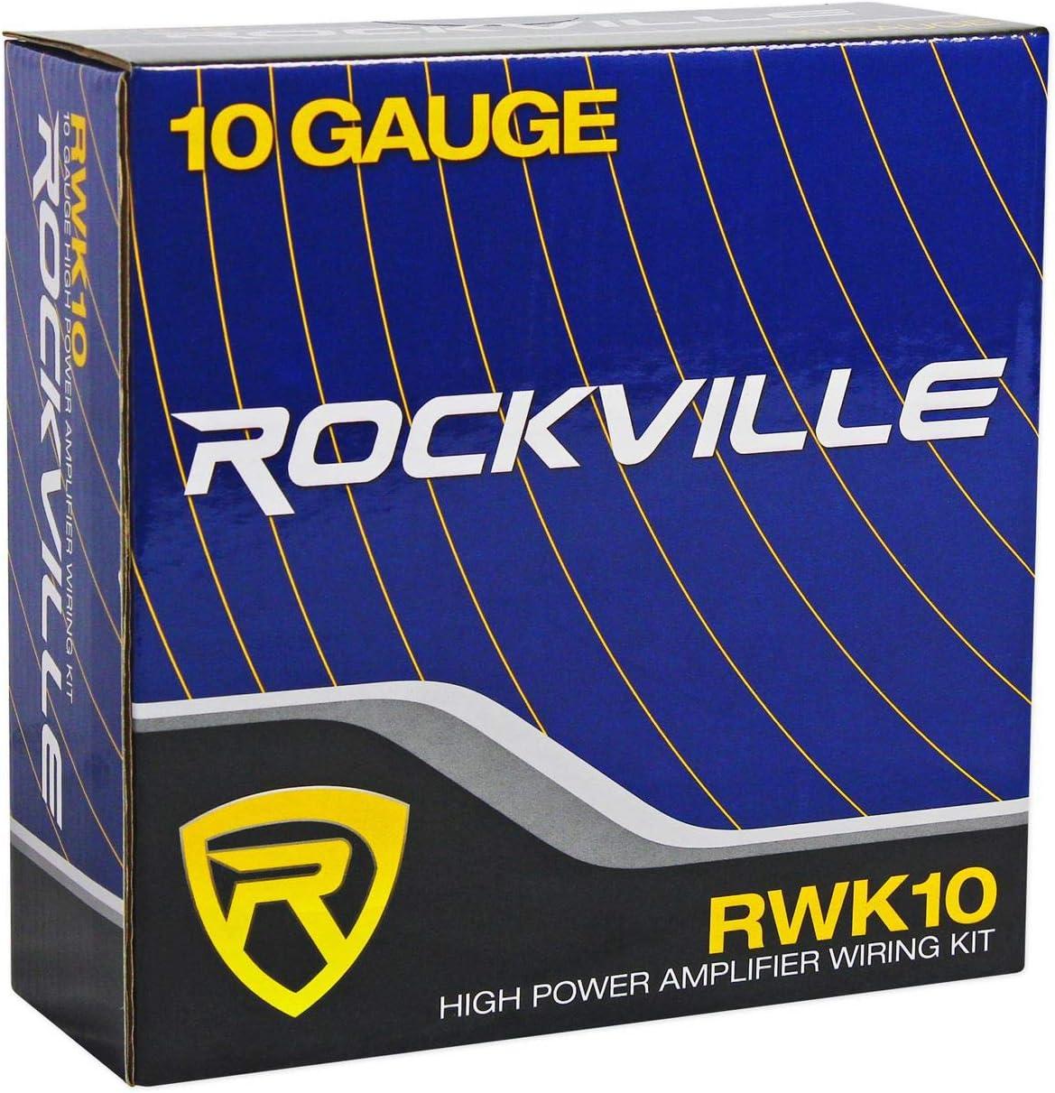 Rockville RWK10 10 Gauge Amp Installation Kit ANL Fuse Holder 100% Copper RCA