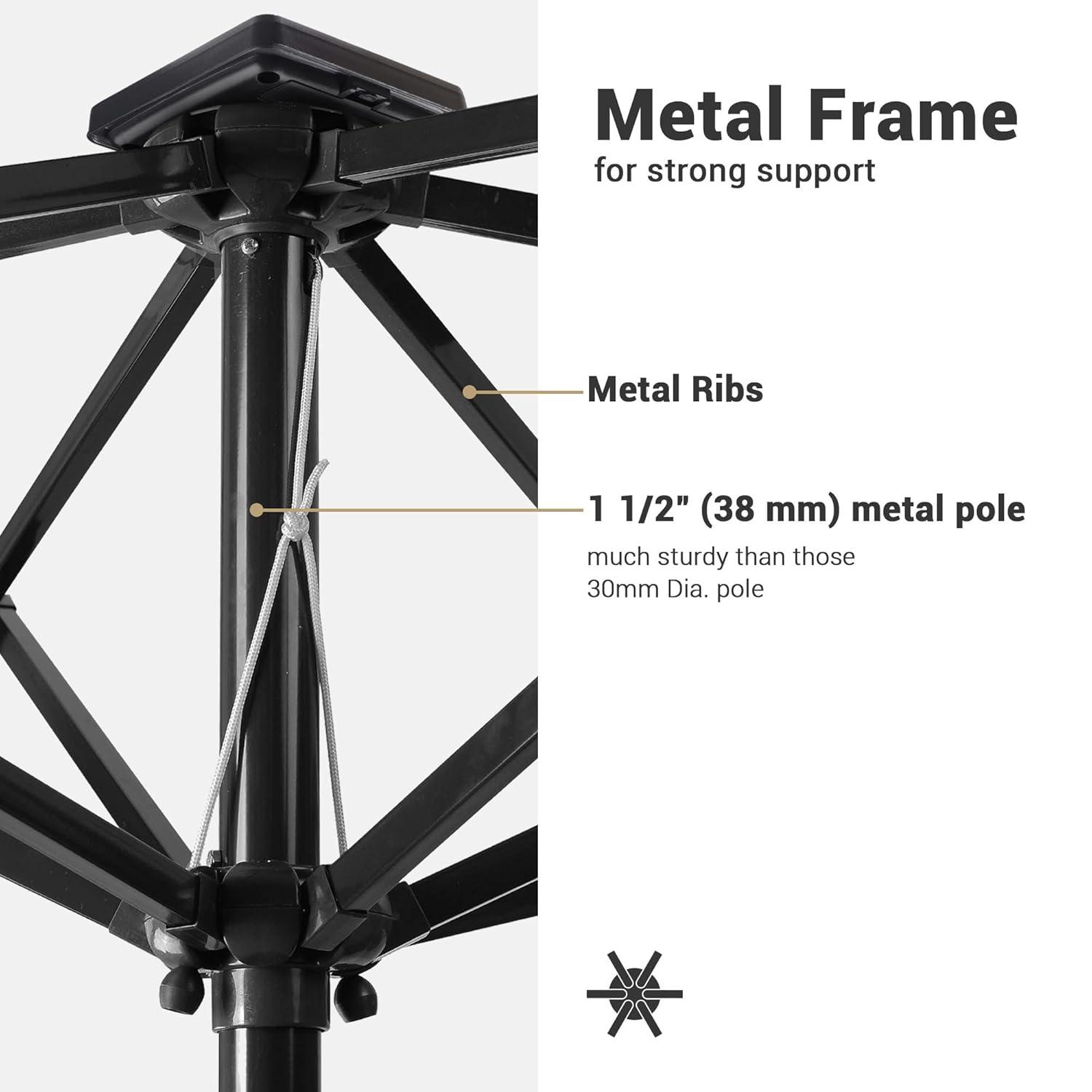 Navy 9ft Solar LED Patio Umbrella with Crank and Tilt