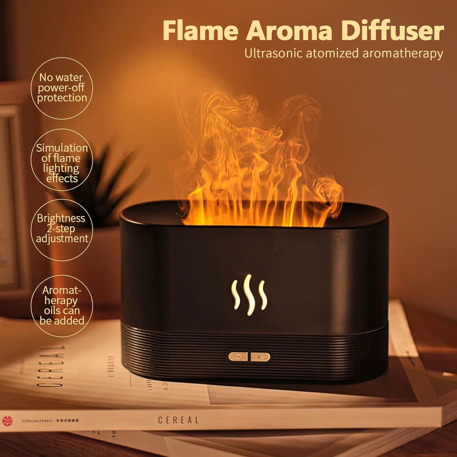 180ml Flame Air Humidifier Essential Oil Diffuser, TSV 3D USB 7 Color Light Aroma Diffuser for Home, Office, Spa, Gym