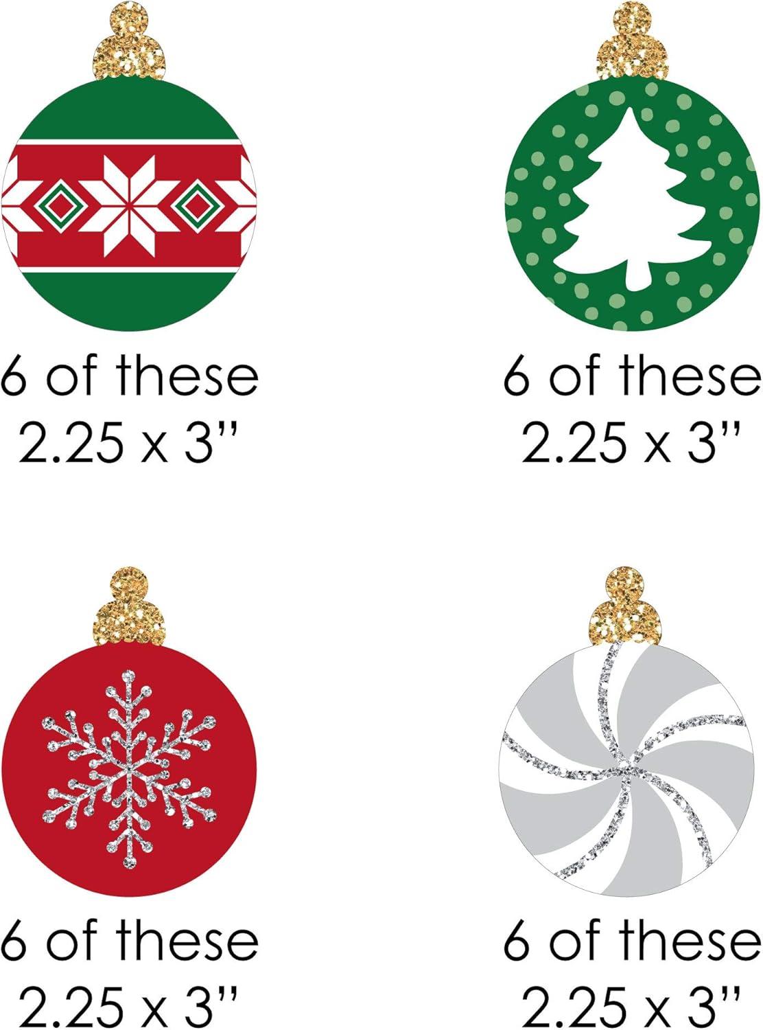 Big Dot of Happiness Ornaments - DIY Shaped Holiday and Christmas Party Cut-Outs - 24 Count