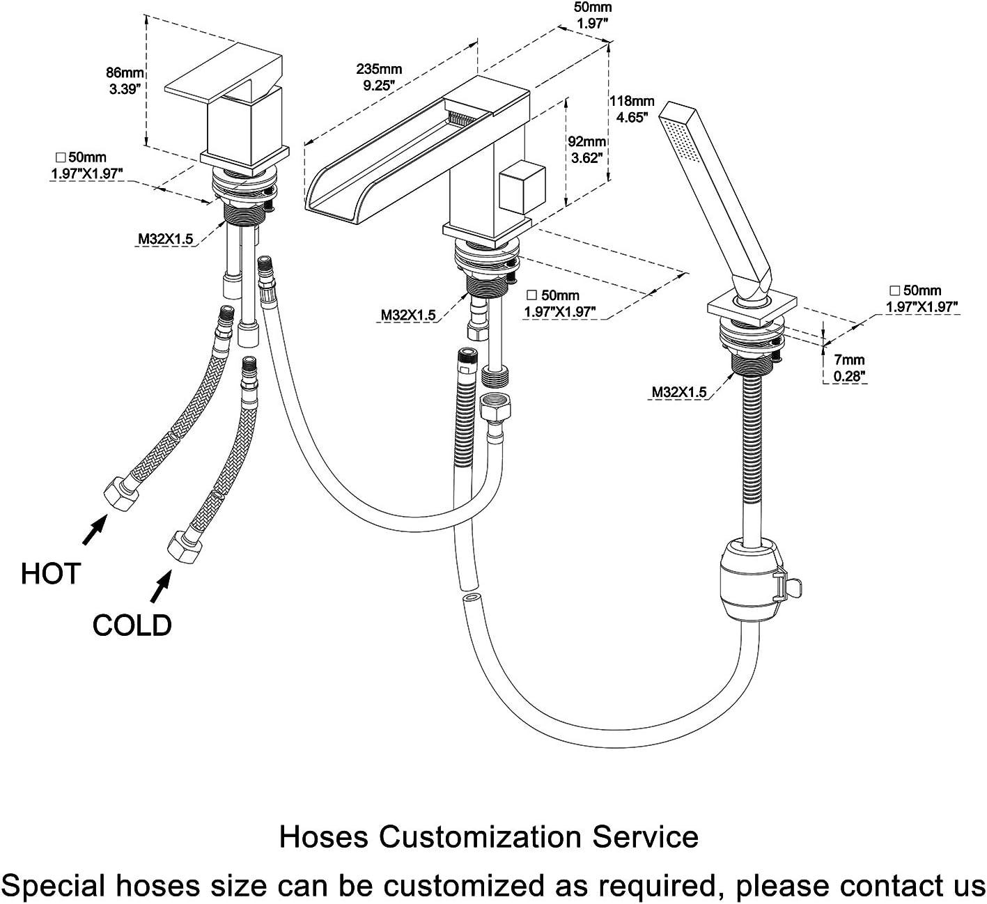 Deck Waterfall Faucet with Diverter