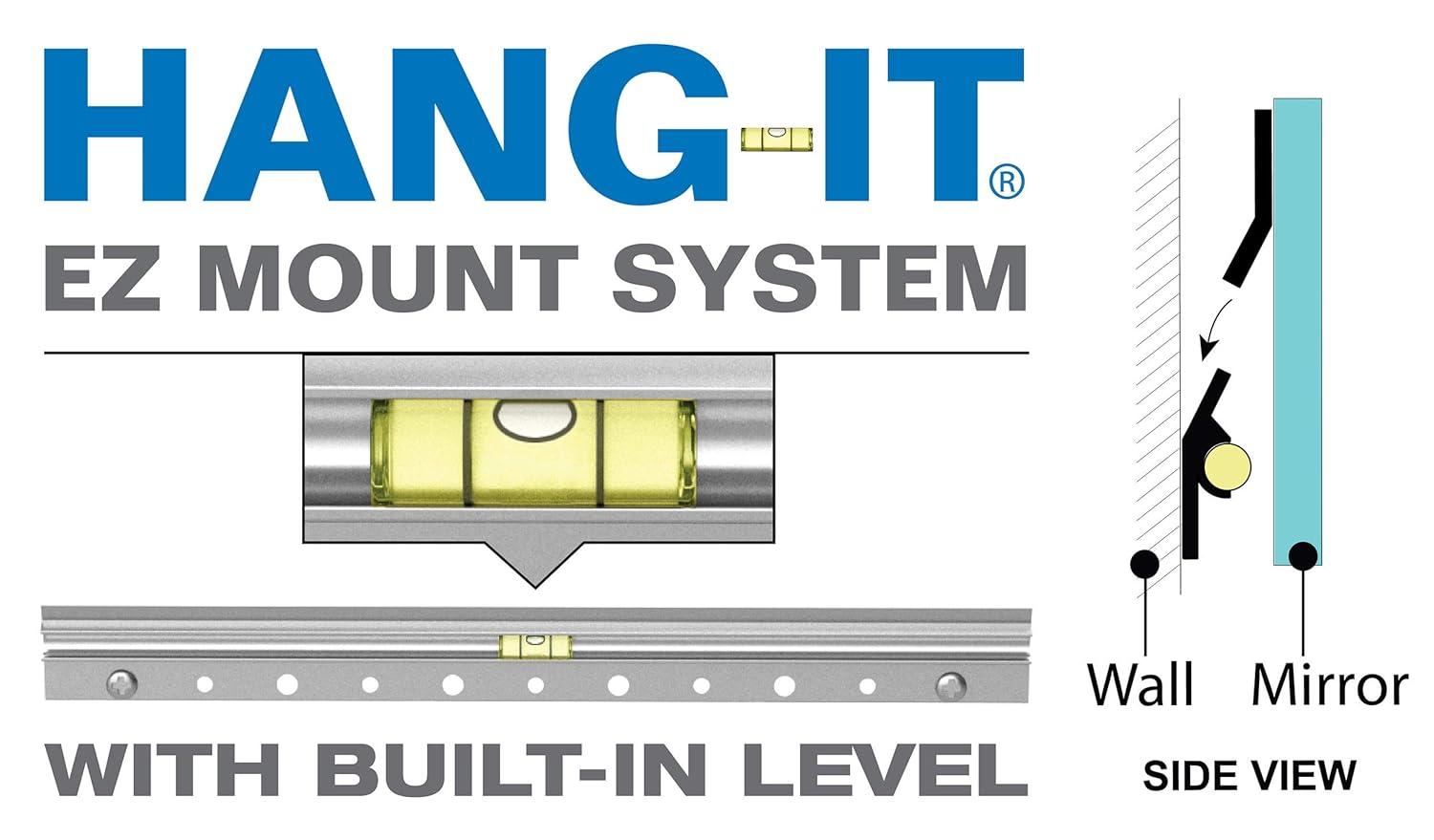 Modern Wall Mount Framed Rectangle Bathroom Vanity Mirror | Decorative Beveled MirrorFor Bedroom, Entryway, Livingroom | Mount Landscape or Portrait