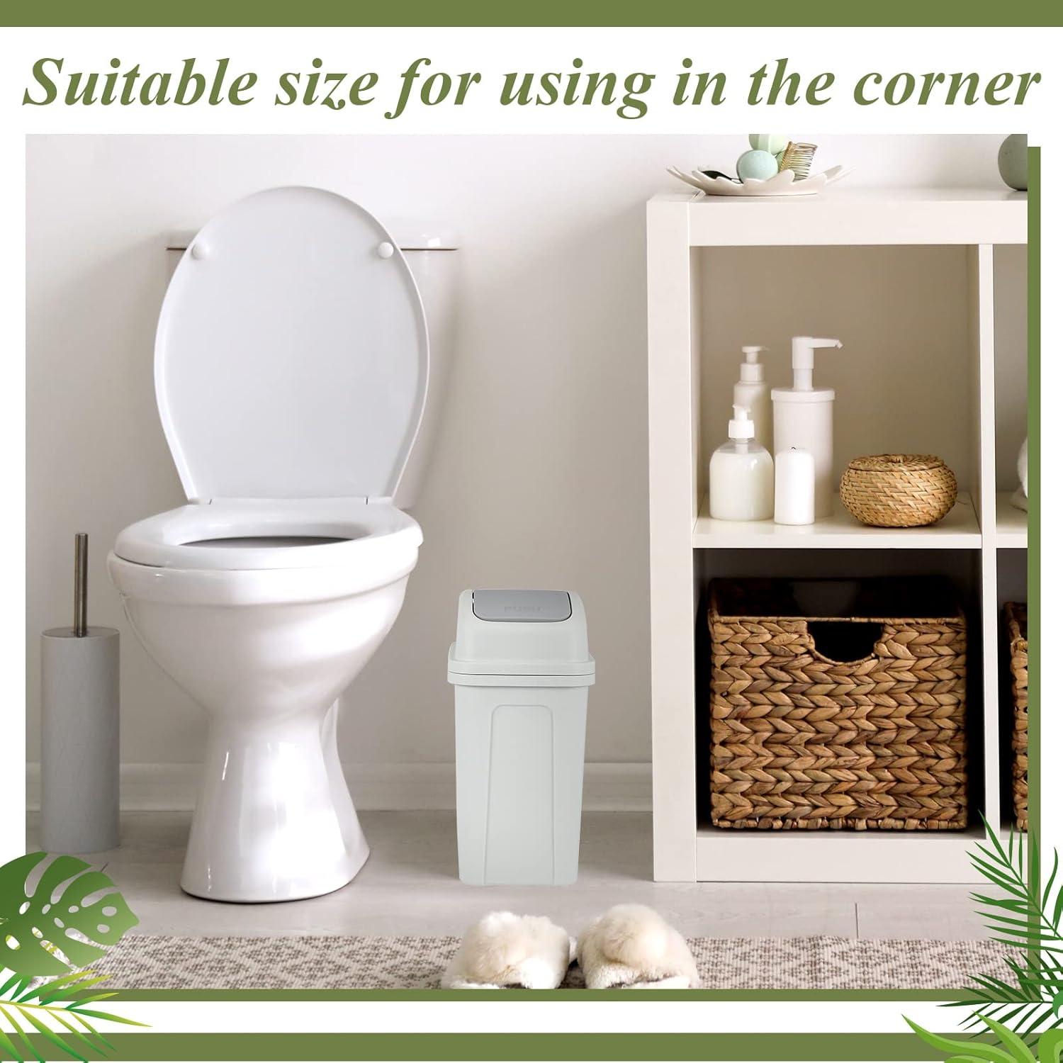 2 Pcs Bathroom Trash Can with Swing Lid Small Garbage Can Plastic Bathroom Trashcan Garbage Bin for Kitchen Waste Bedroom Room Outdoor (Green and Beige, 2.6 Gallon)