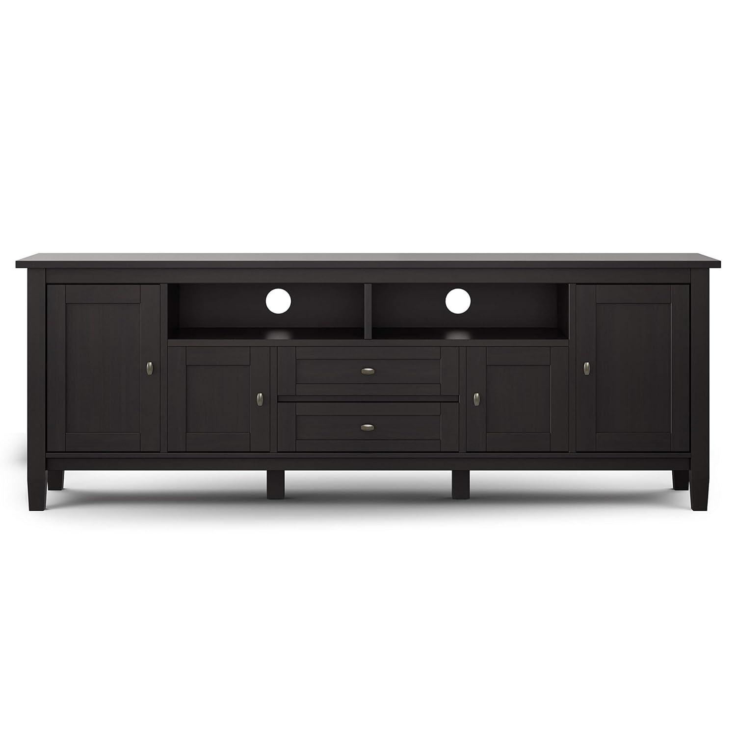 Simpli Home Warm Shaker 72"W Solid Wood TV Stand for TVs up to 80" with 4 Storage Cabinets and 2 Drawers